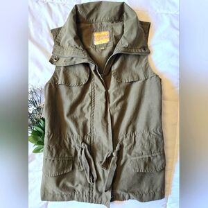 Vera Wang Womens Olive Green Sleeveless Utility Cotton Blend Vest Size Small